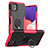 Funda Bumper Silicona y Plastico Mate Carcasa con Magnetico Anillo de dedo Soporte JX1 para Samsung Galaxy A22s 5G Rosa Roja