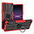 Funda Bumper Silicona y Plastico Mate Carcasa con Magnetico Anillo de dedo Soporte JX1 para Sony Xperia 1 IV Rojo