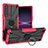 Funda Bumper Silicona y Plastico Mate Carcasa con Magnetico Anillo de dedo Soporte JX1 para Sony Xperia 1 IV SO-51C Rosa Roja