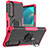 Funda Bumper Silicona y Plastico Mate Carcasa con Magnetico Anillo de dedo Soporte JX1 para Sony Xperia 5 III SO-53B Rosa Roja