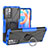 Funda Bumper Silicona y Plastico Mate Carcasa con Magnetico Anillo de dedo Soporte JX1 para Xiaomi Poco M4 Pro 5G Azul