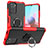 Funda Bumper Silicona y Plastico Mate Carcasa con Magnetico Anillo de dedo Soporte JX1 para Xiaomi Poco M5S Rojo