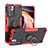 Funda Bumper Silicona y Plastico Mate Carcasa con Magnetico Anillo de dedo Soporte JX1 para Xiaomi Redmi Note 11 Pro+ Plus 5G Rojo