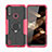 Funda Bumper Silicona y Plastico Mate Carcasa con Magnetico Anillo de dedo Soporte JX2 para Motorola Moto E7 Power Rosa Roja