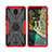 Funda Bumper Silicona y Plastico Mate Carcasa con Magnetico Anillo de dedo Soporte JX2 para Nokia C100 Rojo