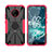 Funda Bumper Silicona y Plastico Mate Carcasa con Magnetico Anillo de dedo Soporte JX2 para Nokia C200 Rosa Roja