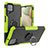 Funda Bumper Silicona y Plastico Mate Carcasa con Magnetico Anillo de dedo Soporte JX2 para Samsung Galaxy F12 Verde