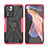 Funda Bumper Silicona y Plastico Mate Carcasa con Magnetico Anillo de dedo Soporte JX2 para Xiaomi Mi 11i 5G (2022) Rojo