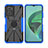 Funda Bumper Silicona y Plastico Mate Carcasa con Magnetico Anillo de dedo Soporte JX2 para Xiaomi Redmi 11 Prime 5G Azul