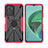 Funda Bumper Silicona y Plastico Mate Carcasa con Magnetico Anillo de dedo Soporte JX2 para Xiaomi Redmi 11 Prime 5G Rosa Roja