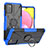 Funda Bumper Silicona y Plastico Mate Carcasa con Magnetico Anillo de dedo Soporte JX3 para Samsung Galaxy F02S SM-E025F Azul