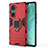 Funda Bumper Silicona y Plastico Mate Carcasa con Magnetico Anillo de dedo Soporte KC1 para Huawei Honor 60 Pro 5G Rojo