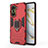 Funda Bumper Silicona y Plastico Mate Carcasa con Magnetico Anillo de dedo Soporte KC1 para Huawei Nova 10 Rojo