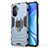 Funda Bumper Silicona y Plastico Mate Carcasa con Magnetico Anillo de dedo Soporte KC1 para Huawei Nova Y70 Azul