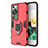 Funda Bumper Silicona y Plastico Mate Carcasa con Magnetico Anillo de dedo Soporte KC1 para Huawei P60 Rojo