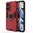 Funda Bumper Silicona y Plastico Mate Carcasa con Magnetico Anillo de dedo Soporte KC1 para Realme GT Neo 3T 5G Rojo