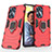 Funda Bumper Silicona y Plastico Mate Carcasa con Magnetico Anillo de dedo Soporte KC1 para Realme Narzo N55 Rojo