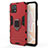 Funda Bumper Silicona y Plastico Mate Carcasa con Magnetico Anillo de dedo Soporte KC1 para Vivo iQOO U3x 5G Rojo