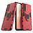 Funda Bumper Silicona y Plastico Mate Carcasa con Magnetico Anillo de dedo Soporte KC1 para Vivo iQOO Z3 5G Rojo