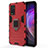 Funda Bumper Silicona y Plastico Mate Carcasa con Magnetico Anillo de dedo Soporte KC1 para Vivo V21 5G Rojo