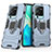 Funda Bumper Silicona y Plastico Mate Carcasa con Magnetico Anillo de dedo Soporte KC1 para Vivo V25 Pro 5G Azul