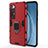 Funda Bumper Silicona y Plastico Mate Carcasa con Magnetico Anillo de dedo Soporte KC1 para Xiaomi Mi 10S 5G Rojo