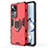 Funda Bumper Silicona y Plastico Mate Carcasa con Magnetico Anillo de dedo Soporte KC1 para Xiaomi Mi 12T 5G Rojo