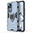 Funda Bumper Silicona y Plastico Mate Carcasa con Magnetico Anillo de dedo Soporte KC1 para Xiaomi Mi 12T Pro 5G Azul