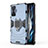 Funda Bumper Silicona y Plastico Mate Carcasa con Magnetico Anillo de dedo Soporte KC1 para Xiaomi Poco F4 GT 5G Azul