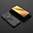 Funda Bumper Silicona y Plastico Mate Carcasa con Magnetico Anillo de dedo Soporte KC1 para Xiaomi Poco X3 Pro Negro