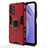 Funda Bumper Silicona y Plastico Mate Carcasa con Magnetico Anillo de dedo Soporte KC1 para Xiaomi Redmi 9 Power Rojo