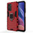 Funda Bumper Silicona y Plastico Mate Carcasa con Magnetico Anillo de dedo Soporte KC1 para Xiaomi Redmi K40 5G Rojo