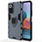 Funda Bumper Silicona y Plastico Mate Carcasa con Magnetico Anillo de dedo Soporte KC1 para Xiaomi Redmi Note 10 Pro 4G Azul