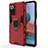 Funda Bumper Silicona y Plastico Mate Carcasa con Magnetico Anillo de dedo Soporte KC1 para Xiaomi Redmi Note 10 Pro 4G Rojo