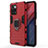 Funda Bumper Silicona y Plastico Mate Carcasa con Magnetico Anillo de dedo Soporte KC1 para Xiaomi Redmi Note 10 Pro 5G Rojo