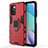 Funda Bumper Silicona y Plastico Mate Carcasa con Magnetico Anillo de dedo Soporte KC1 para Xiaomi Redmi Note 11 4G (2021) Rojo