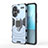 Funda Bumper Silicona y Plastico Mate Carcasa con Magnetico Anillo de dedo Soporte KC1 para Xiaomi Redmi Note 13 Pro+ Plus 5G Azul