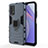 Funda Bumper Silicona y Plastico Mate Carcasa con Magnetico Anillo de dedo Soporte KC1 para Xiaomi Redmi Note 9 4G Azul