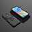 Funda Bumper Silicona y Plastico Mate Carcasa con Magnetico Anillo de dedo Soporte KC1 para Xiaomi Redmi Note 9S Negro