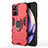 Funda Bumper Silicona y Plastico Mate Carcasa con Magnetico Anillo de dedo Soporte KC2 para Realme 10 Pro 5G Rojo