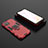 Funda Bumper Silicona y Plastico Mate Carcasa con Magnetico Anillo de dedo Soporte KC2 para Vivo iQOO U3x 5G Rojo