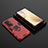 Funda Bumper Silicona y Plastico Mate Carcasa con Magnetico Anillo de dedo Soporte KC2 para Vivo X70 Pro+ Plus 5G Rojo