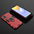 Funda Bumper Silicona y Plastico Mate Carcasa con Magnetico Anillo de dedo Soporte KC2 para Vivo Y53s NFC Rojo