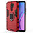 Funda Bumper Silicona y Plastico Mate Carcasa con Magnetico Anillo de dedo Soporte KC2 para Xiaomi Redmi 9 Prime India Rojo