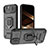 Funda Bumper Silicona y Plastico Mate Carcasa con Magnetico Anillo de dedo Soporte KC3 para Apple iPhone 15 Negro