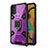 Funda Bumper Silicona y Plastico Mate Carcasa con Magnetico Anillo de dedo Soporte KC5 para Samsung Galaxy M21 Morado