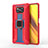 Funda Bumper Silicona y Plastico Mate Carcasa con Magnetico Anillo de dedo Soporte KC6 para Xiaomi Poco X3 Pro Rojo