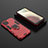 Funda Bumper Silicona y Plastico Mate Carcasa con Magnetico Anillo de dedo Soporte KK1 para Samsung Galaxy M12 Rojo