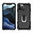 Funda Bumper Silicona y Plastico Mate Carcasa con Magnetico Anillo de dedo Soporte M01 para Apple iPhone 12 Pro Negro