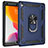 Funda Bumper Silicona y Plastico Mate Carcasa con Magnetico Anillo de dedo Soporte MQ1 para Apple iPad 10.2 (2021) Azul